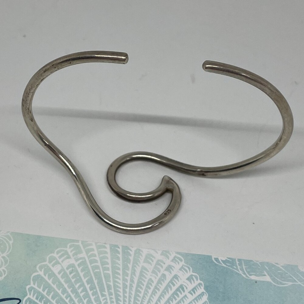 Solid Sterling Silver Wave Bracelet Bangle - image 5